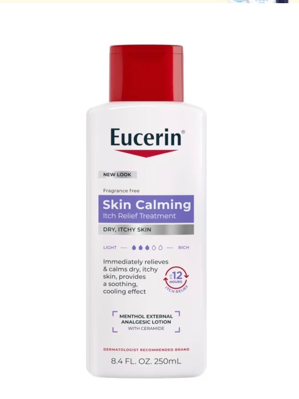Eucerin Skin Calming Itch Relief Treatment Lotion Menthol Ceramide 8.4 oz New